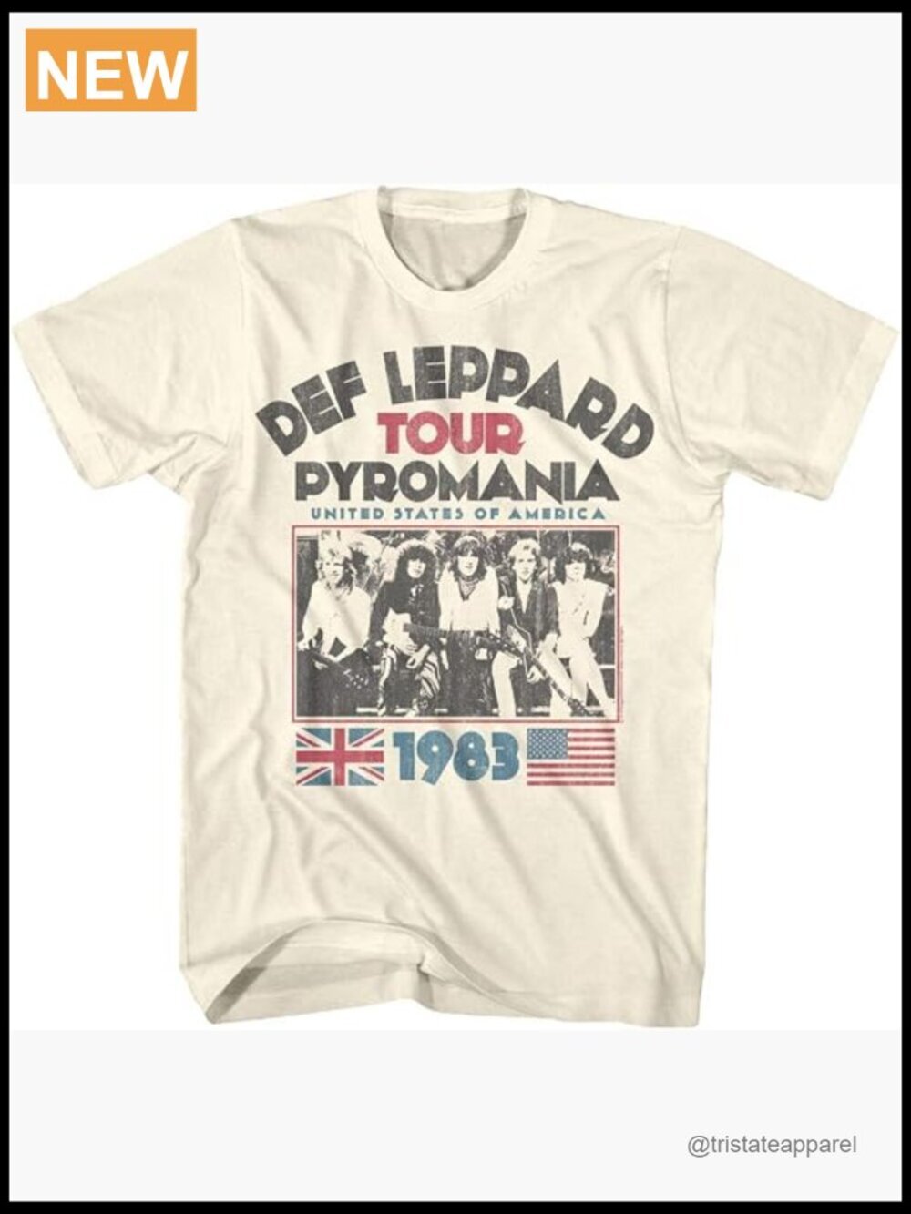 Def Leppard 1977 English Rock Band 1983 Pyromania Tour Natural Adult T-Shirt